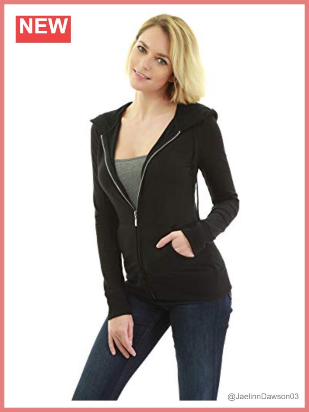 Women Cotton Blend Hoodie Zip Up Kangaroo Pocket Long Sleeve Jacket